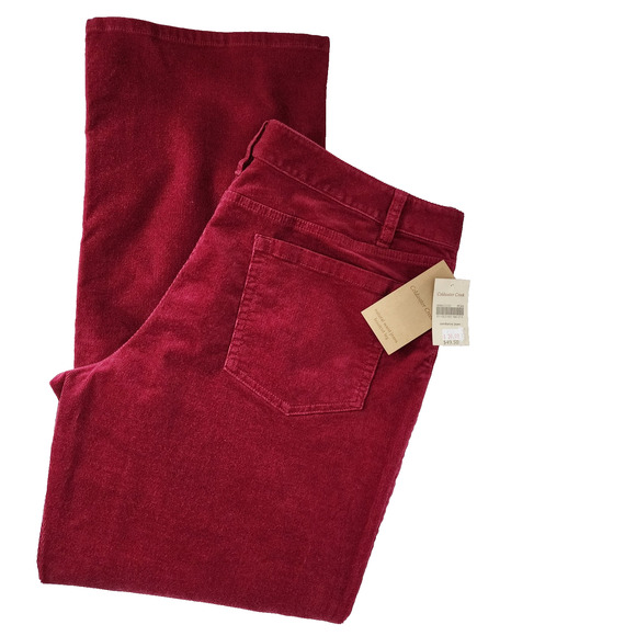 Coldwater Creek Corduroy Jean Boot Cut Women's Size P16 Petite Red Natural NWT - Picture 3 of 10